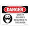 Signmission OSHA Danger, Safety Glasses Required In This Area, 10in X 7in Rigid Plastic, 10" W, 7" H, Landscape OS-DS-P-710-L-1560 - alternate 1